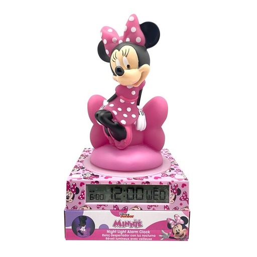 [8435507886536] Lampara 3D con despertador Minnie Disney