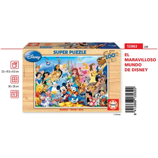 [8412668120020] Puzzle El Maravilloso Mundo de Disney madera 100pzs