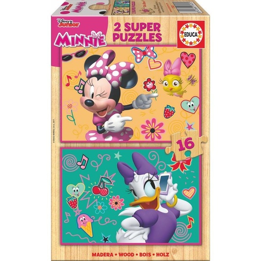 [8412668176232] Puzzle Minnie and The Happy Helpers Disney madera 2x16pzs