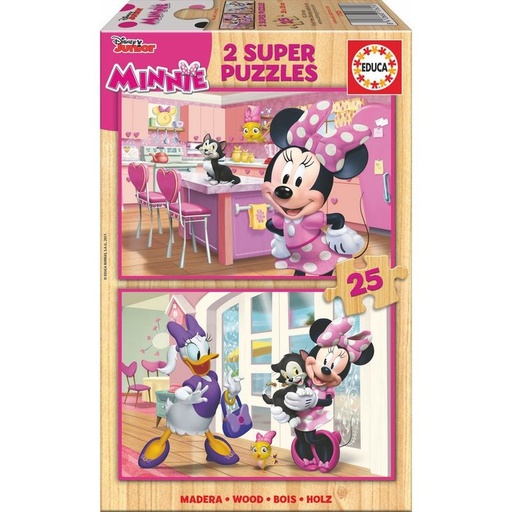 [8412668176256] Puzzle Minnie and The Happy Helpers Disney madera 2x25pzs