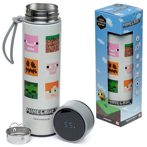 [5055071778124] Botella acero inoxidable termo Minecraft termometro 450ml