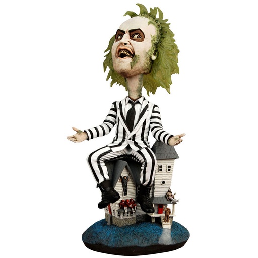 [634482607145] Figura Beetlejuice 1988 Striped Suit Head Knocker Beetlejuice 20cm