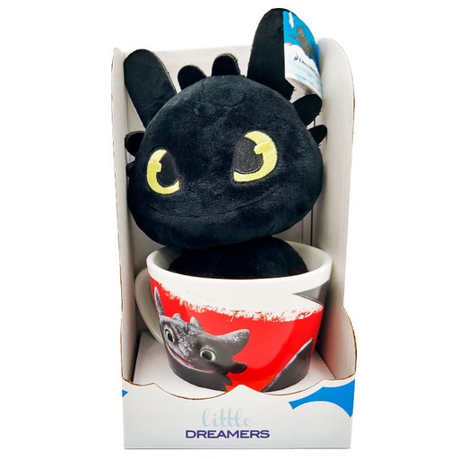 [8028716159906] Taza + Peluche Toothless Como Entrenar a tu Dragon 18cm