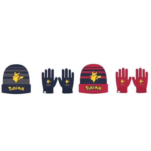 [8720193935621] Set gorro y guantes Pikachu Pokemon infantil surtido