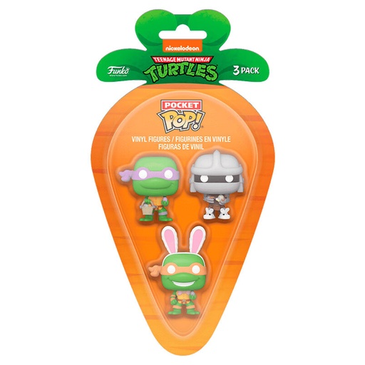 [889698764414] Blister 3 figuras Carrot Pocket POP Tortugas Ninja Donatello Shredder Michelangelo Pascua