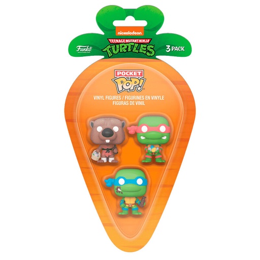 [889698764421] Blister 3 figuras Carrot Pocket POP Tortugas Ninja Splinter Leonardo Raphael Pascua
