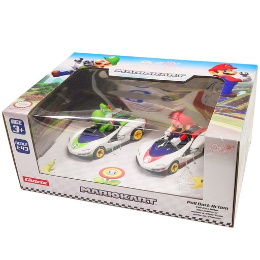 [9003150130277] Set 2 coches Pull Speed Mario + Yoshi Mario Kart