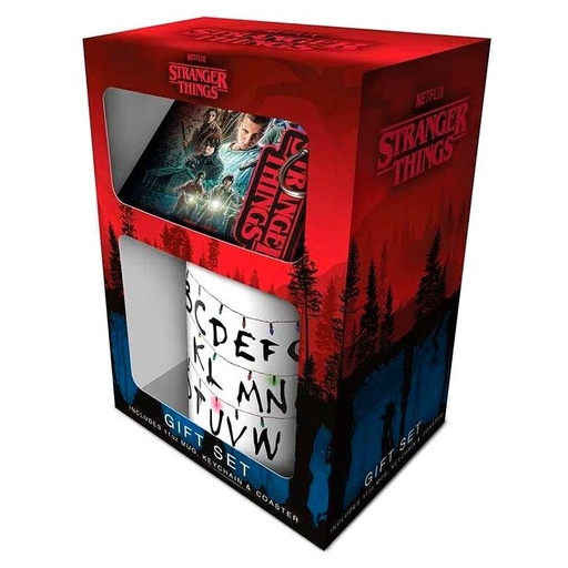 [5050293855127] Pack regalo taza + llavero + posavasos Stranger Things