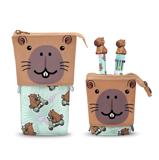 [8445118088687] Portatodo Capibara + Boligrafo 10 colores + boligrafo borrable Oh My Pop!