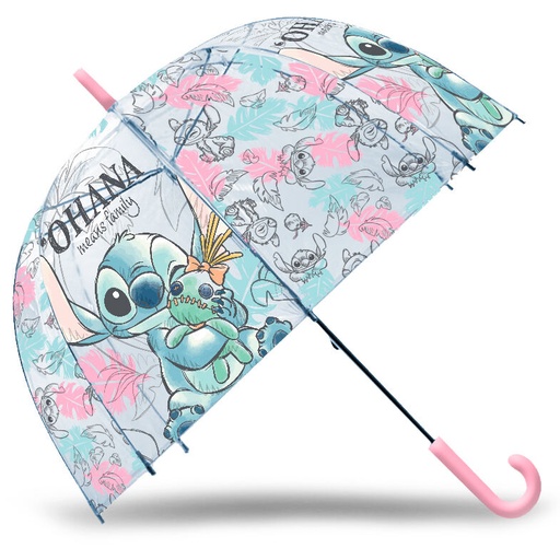 [8435507884907] Paraguas manual burbuja transparente Ohana Stitch Disney 46cm