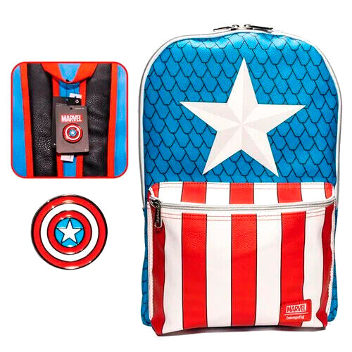 [671803375697] Mochila + pin Capitan America Marvel Loungefly 45cm