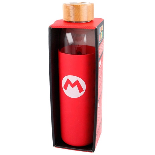 [8412497003853] Botella cristal Super Mario Bros Nintendo funda silicona 585ml