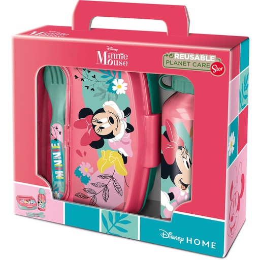 [8412497744633] Set Sandwichera cubiertos + botella aluminio Minnie Disney 400ml