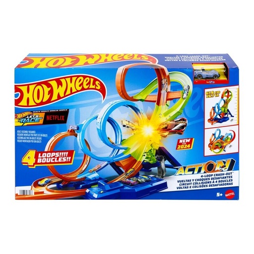 [194735237166] Pista Colision 4 Loopings Hot Wheels Action