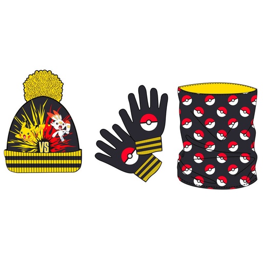 [8436580114509] Set gorro braga cuello y guantes Pokemon